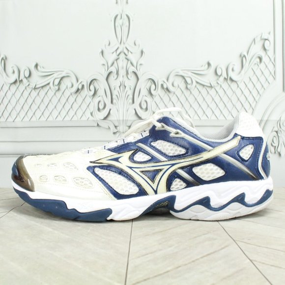 Mizuno Shoes - Mizuno Wave Lightning 3 Blue White Leather Mesh Volleyball Shoes US 11.5